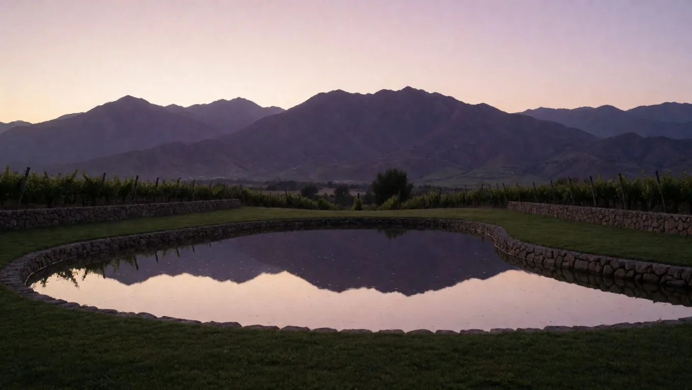 Viñedos de Mendoza al atardecer con la cordillera de fondo