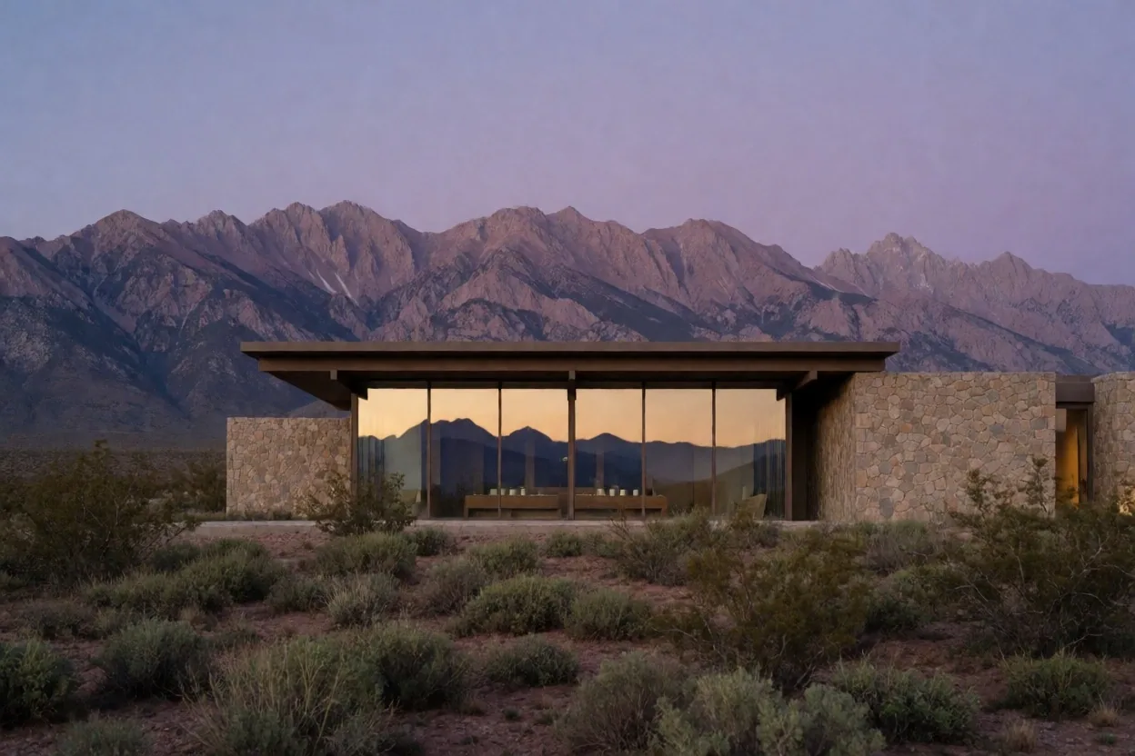 Bodega contemporánea en el Valle de Uco con vista a la cordillera